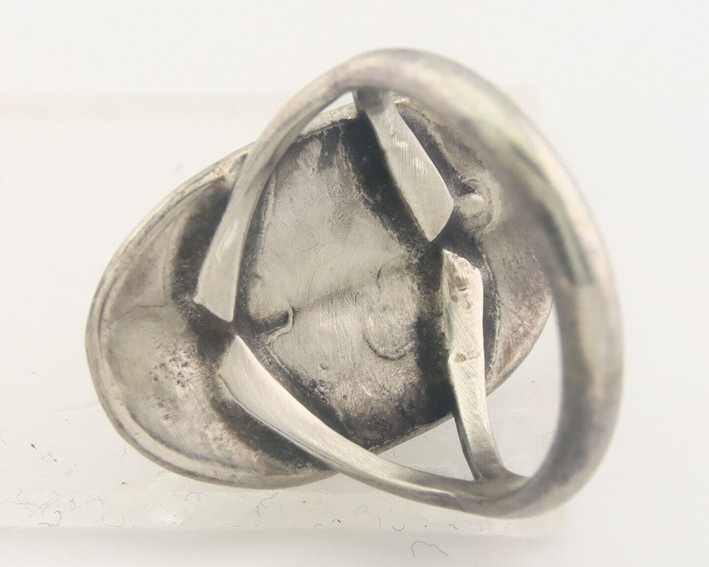 Navajo Ring 925 Sterling Natural Chip Inlay Turquoise C.80's Size 5.25