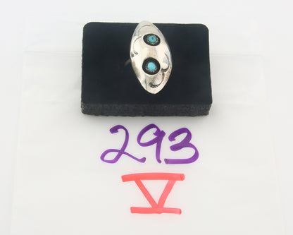 Vintage Navajo Ring 925 Sterling Authentic Traditional Turquoise Size 7.25