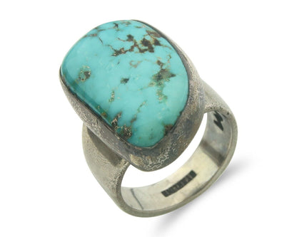 Navajo Ring 925 Sterling Turquoise Handmade Signed M Montoya C.80's Size 8.5