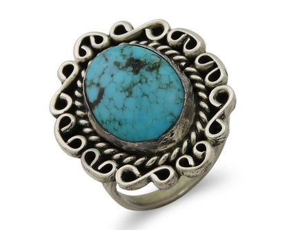 Navajo Ring 925 Silver Blue Turquoise Artist Siged Jerry Johnson C.80's