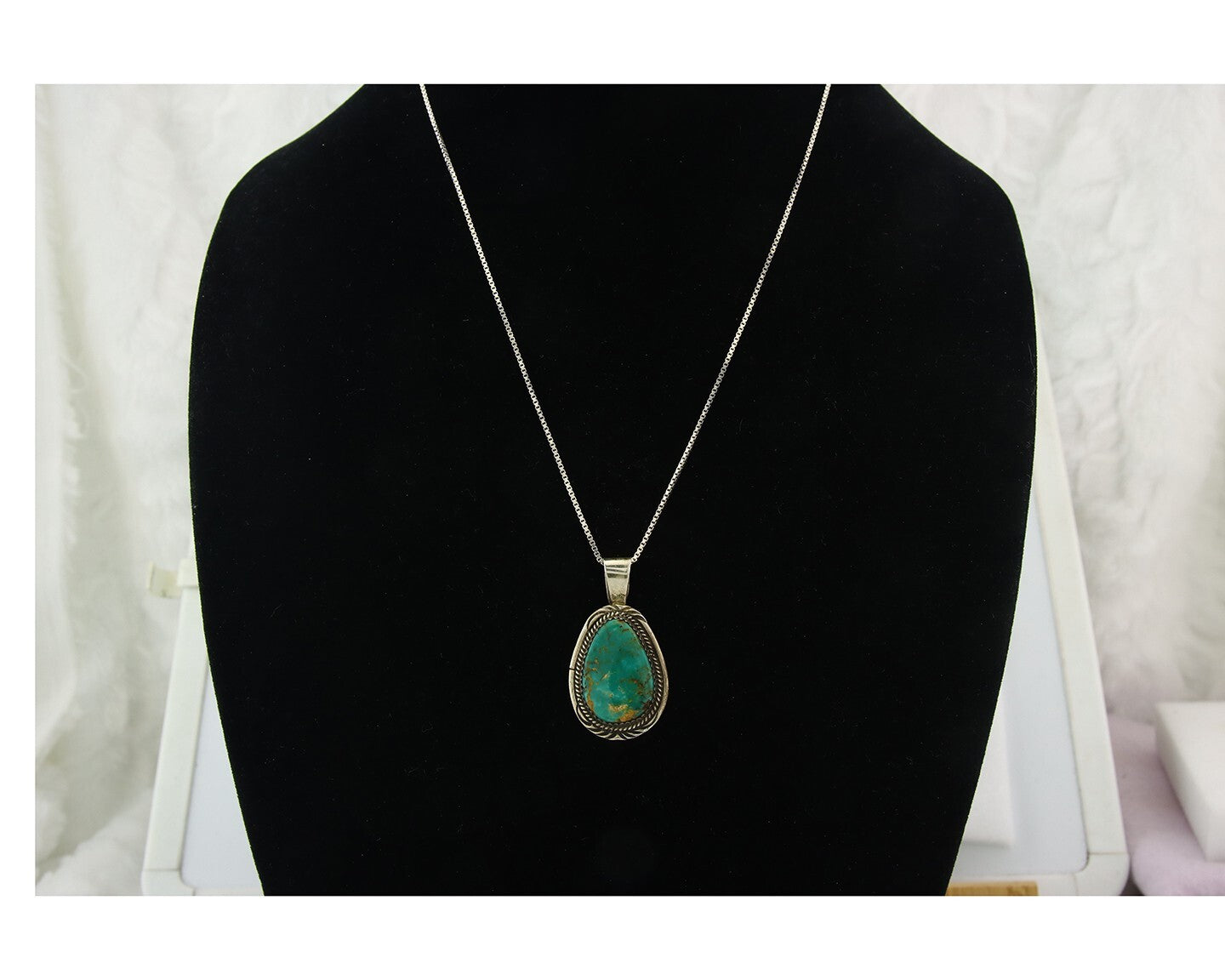 Navajo Sterling Silver Necklace Authentic Turquoise Vintage Signed Anna Begay