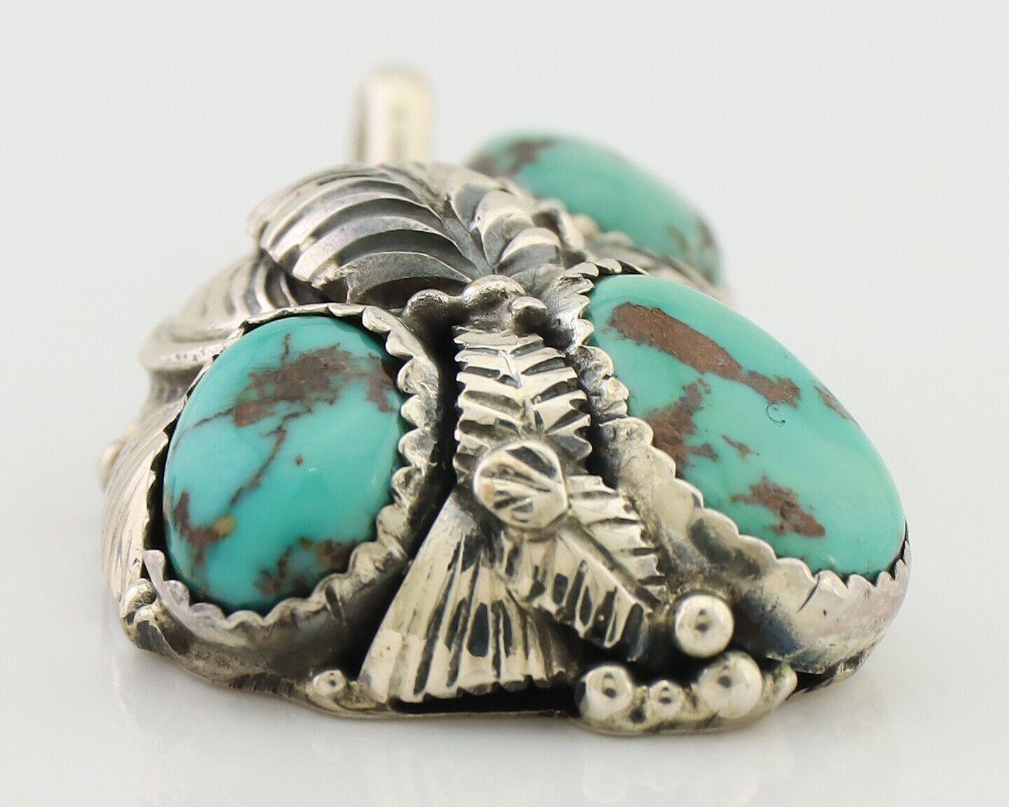 Navajo Pendant 925 Silver Natural Bisbee Turquoise Signed Tom Willeto C.80's