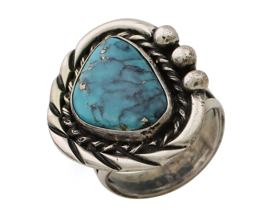 Navajo Handmade Ring 925 Silver Turquoise Native American Artist C.80's