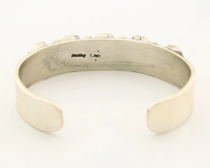 Navajo Cuff Bracelet Sterling Silver Turquoise Vintage Native Art Signed C Jones