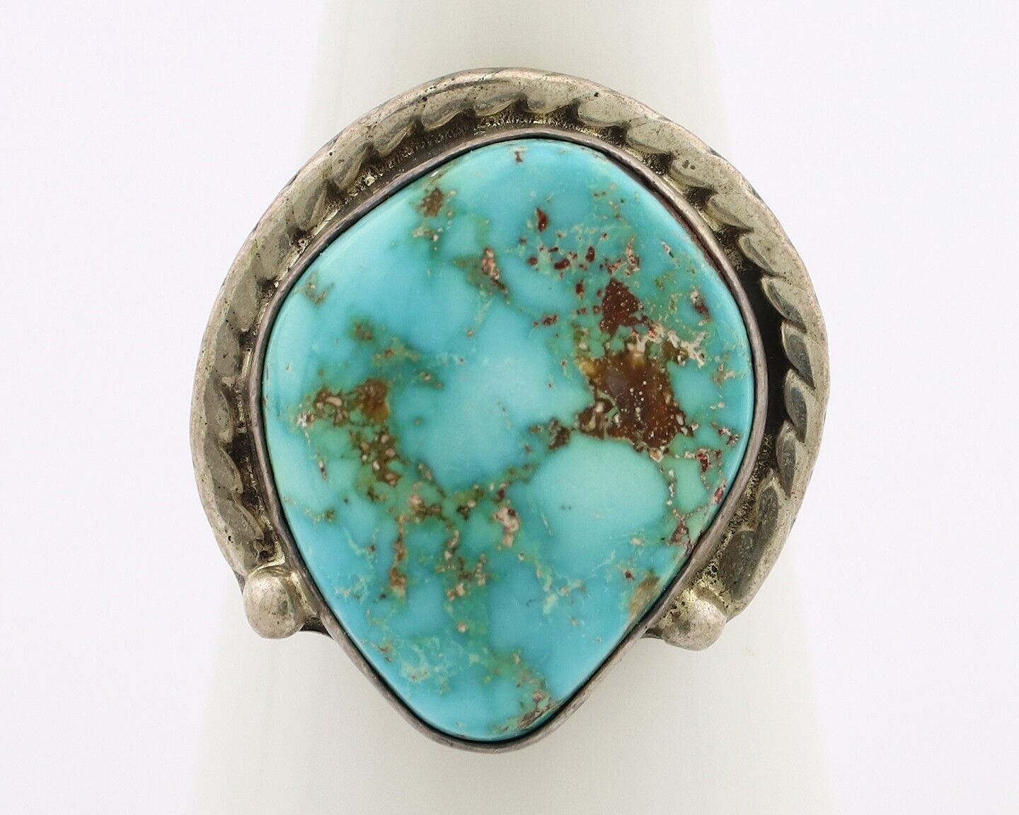 Navajo Ring 925 Silver Spiderweb Turquoise Artist Signed Doug Zachary C.80's