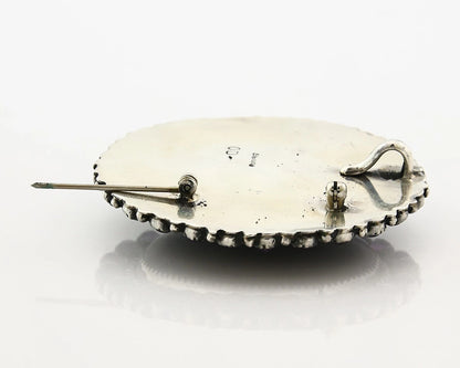 Navajo Pin Pendant Sterling Silver Gemstone Vintage Signed OD C.80's