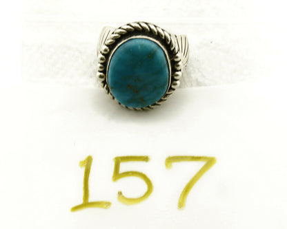 Navajo Ring .925 SOLID Silver Castle Dome Turquoise Signed Doug Zachary C.80's