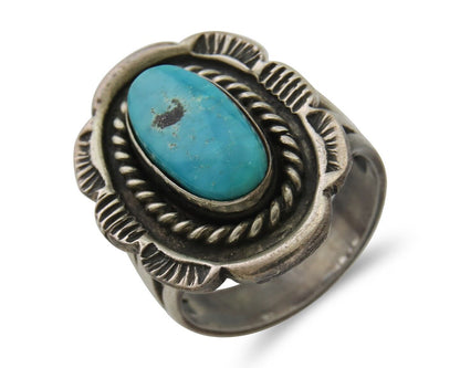 Navajo Ring 925 Silver Bisbee Turquoise Signed Herbert Cayatineto C80s Size 7.5
