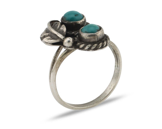 Navajo Ring 925 Silver Natural Blue Turquoise Native American Artist C.80's