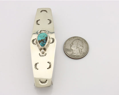 Women's Navajo Hair Clip Bisbee Turquoise 925 Silver Native American C.80's