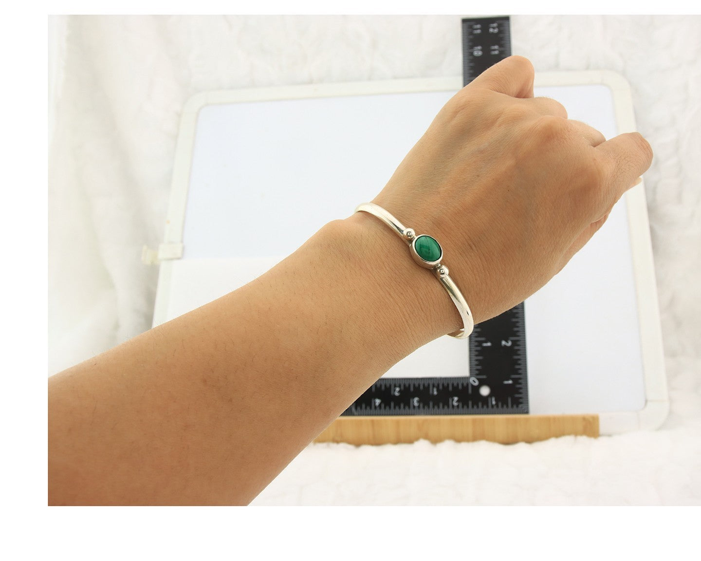 Navajo Cuff Bracelet Sterling Silver Natural Mined Malachite Native Artist