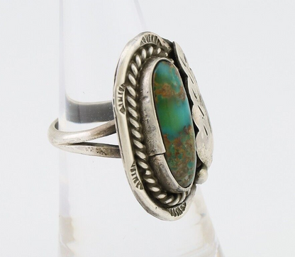 Navajo Handmade Ring 925 Silver Natural Turquoise Signed Jason Livingston C.80's