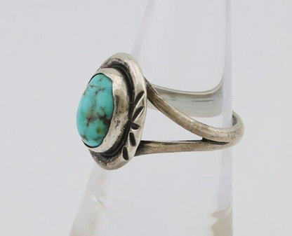 Navajo Ring 925 Silver Kingman Turquoise Native American Artist C.80's