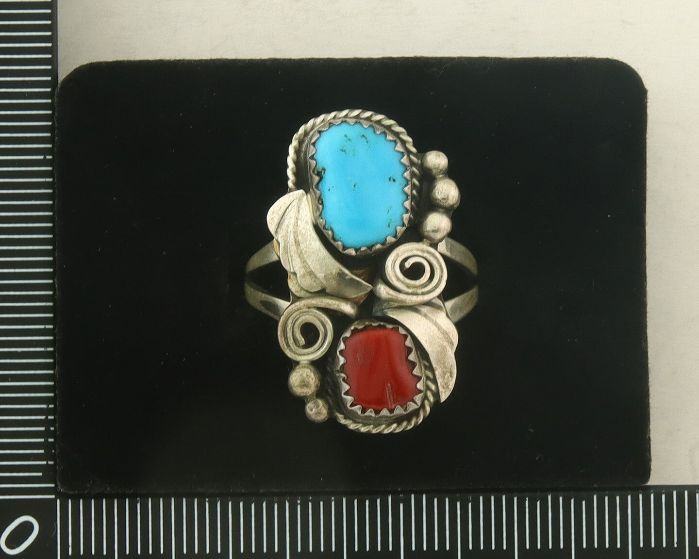 Vintage Navajo Ring 925 Sterling Natural Gemstones Signed Justin Morris Sz 9.0