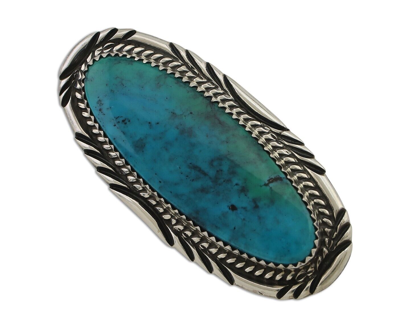 Navajo Pin Pendant 925 Silver Natural Spiderweb Turquoise Signed D C.80's