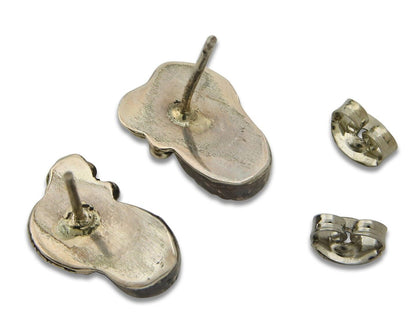 Navajo Earrings 925 Silver Handmade Natural Pink Mussel Native American Artist