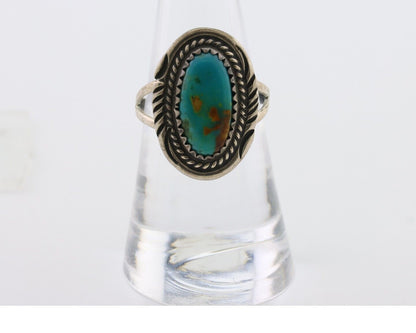 Navajo Handmade Ring 925 Silver Kingman Turquoise Size 7.5 C.80's