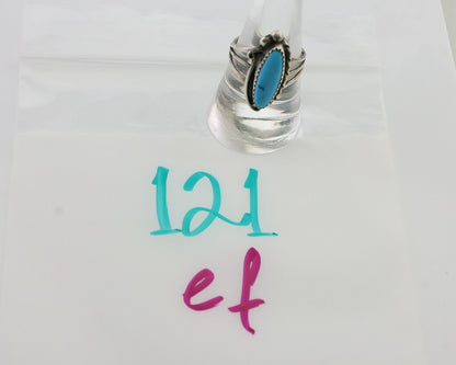 Navajo Ring 925 Silver Kingman Turquoise Artist Signed SC Size 8.0 C.80's