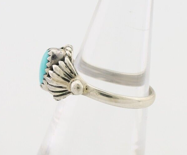 Navajo Ring 925 Silver Kingman Turquoise Native American Artist Made In 1985