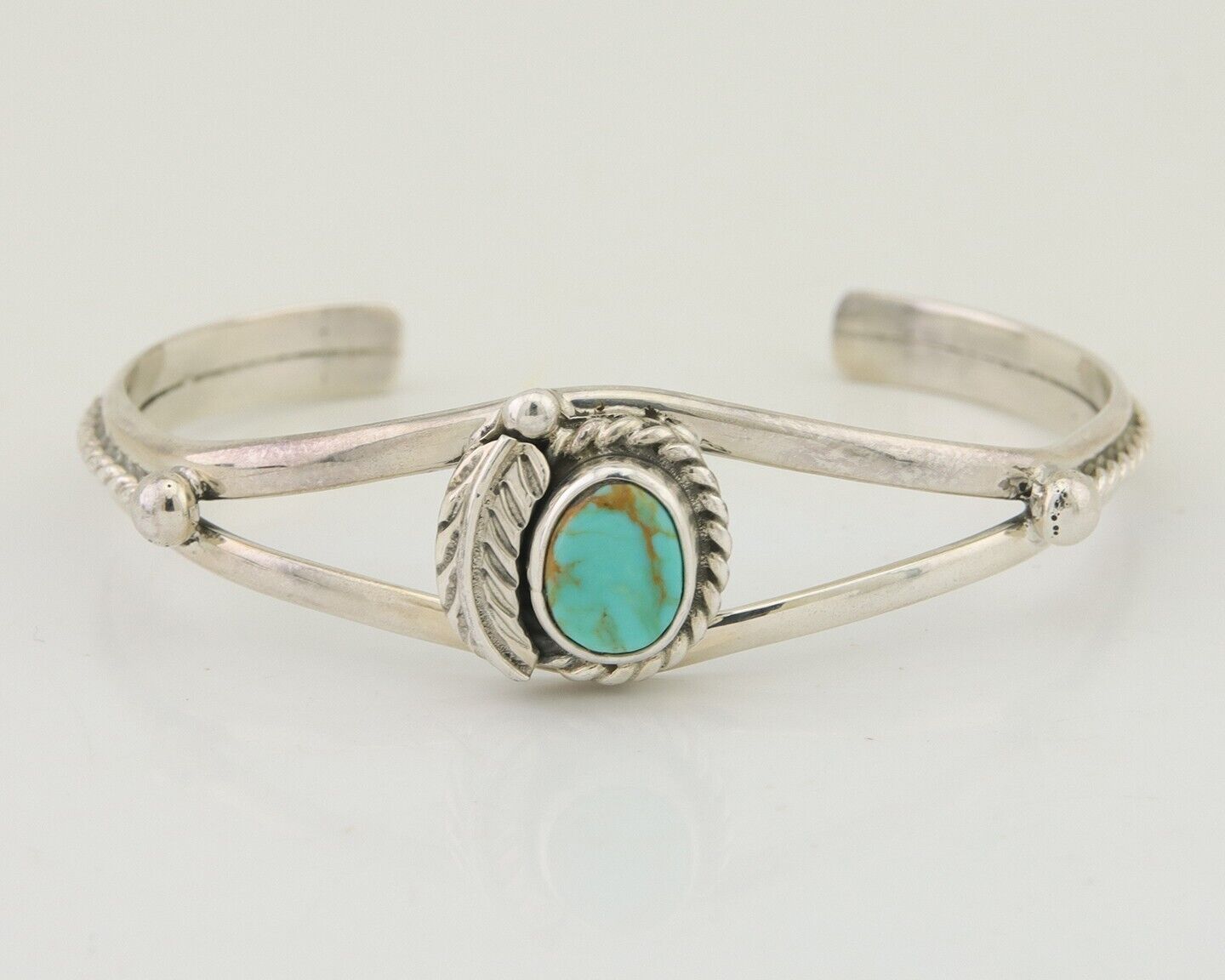 Navajo Bracelet 925 Silver Blue Turquoise Artist Signed Gecko C.80's