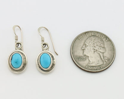 Navajo Earrings 925 Silver Sleeping Beauty Turquoise Native Artist C.80s