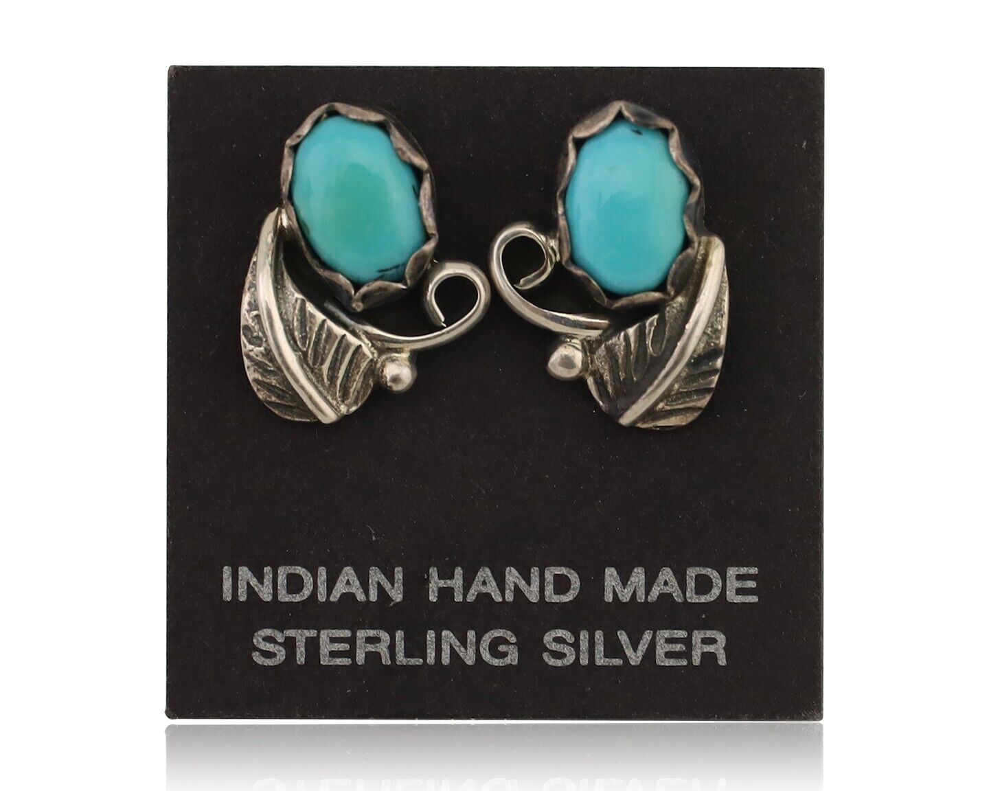 Navajo Handmade Earrings 925 Silver Natural Turquoise Native Artist C.80's