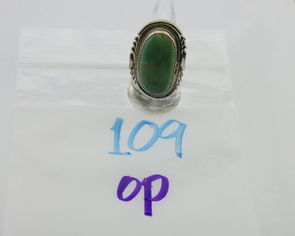 Navajo Ring 925 Silver Green Turquoise Native American Artist C.80's