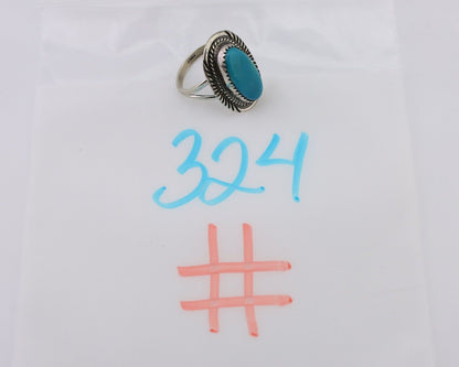 Navajo Ring 925 Silver Natural Blue Turquoise Artist Signed M BEGAY C.80's