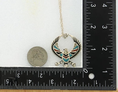 Navajo Phoenix Necklace Sterling Silver Natural Gemstone Vintage Native Artist