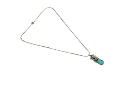 Navajo Necklace 925 Silver Natural Turquoise Artist Signed MZR+ C.80's