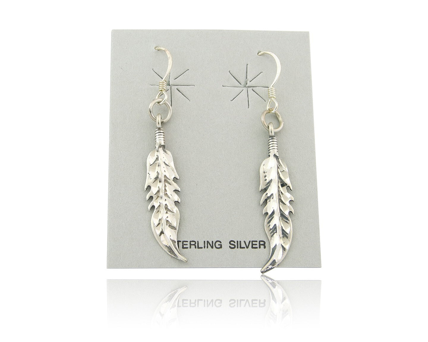 Navajo Feather Earrings Sterling Silver Dangle Vintage Authentic Signed Masha
