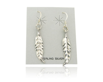 Navajo Feather Earrings Sterling Silver Dangle Vintage Authentic Signed Masha