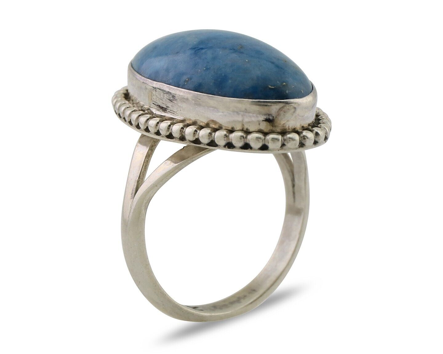 Navajo Handmade Ring 925 Silver Blue Denim Lapis Native American Artist C.80's