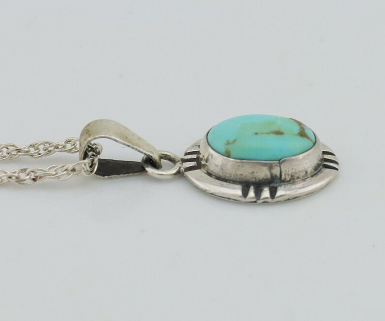 Navajo Necklace 925 Silver Natural Kingman Turquoise Native American C.80's