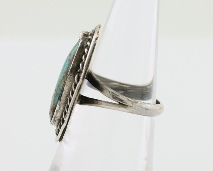 Navajo Handmade Ring 925 Silver Natural Turquoise Signed Jason Livingston C.80's