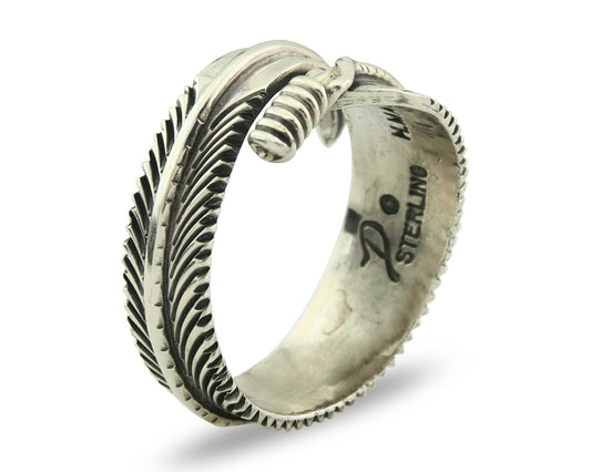 Vintage Navajo Ring Sterling Silver Authentic Traditional Signed H Mace Size 7.5