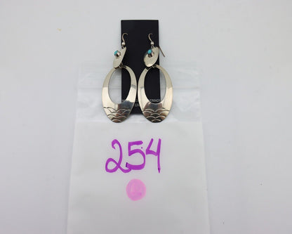 Navajo Handmade Earrings 925 Silver Blue Turquoise Native Artist C.80s