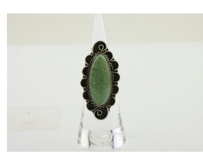 Navajo Handmade Ring 925 Silver Green Turquoise Native Artist C.80's