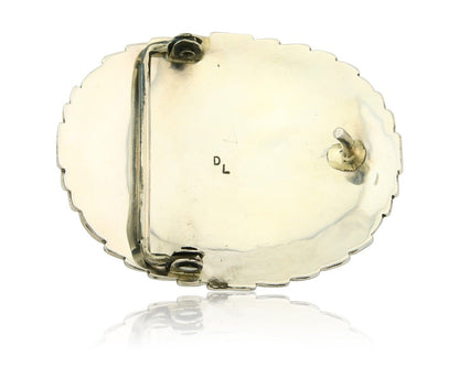 Navajo Belt Buckle 925 Sterling Silver Artist Signed DL 2.25x2.8 in C.80's