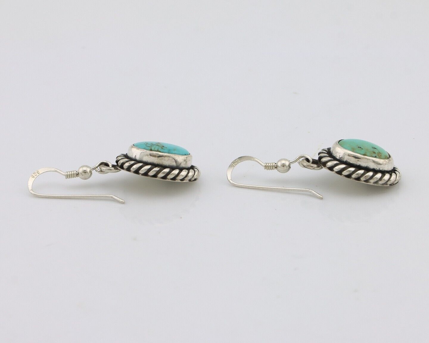 Navajo Earrings 925 Silver Natural Green Turquoise Native Artist C.80s