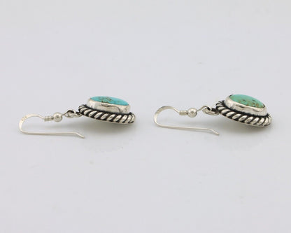 Navajo Earrings 925 Silver Natural Green Turquoise Native Artist C.80s