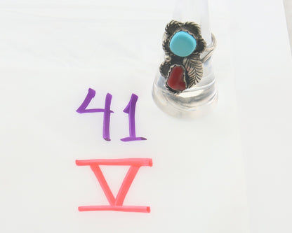 Vintage Navajo Ring 925 Sterling Natural Gemstones Signed Justin Morris Sz 7.0