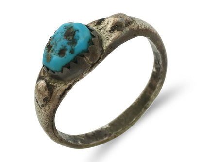 Zuni Ring .925 Silver Natural Blue Turquoise Native American Artist C.80's