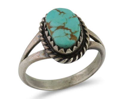 Navajo Ring 925 Silver Kingman Turquoise Native American Artist C.80's