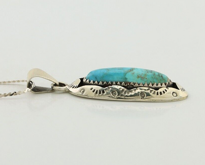 Navajo Necklace 925 Silver Kingman Turquoise Native American Artist C.80s