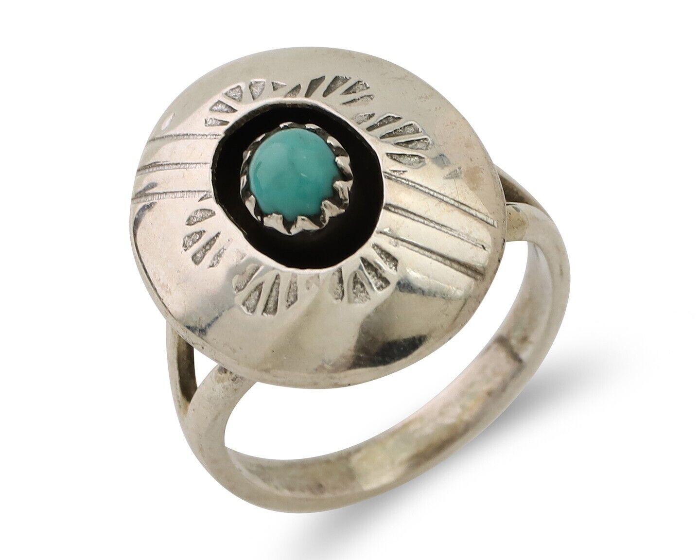 Navajo Handmade Ring 925 Silver Blue Turquoise Artist Signed BF C.80's