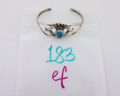 Navajo Sand Cast Cuff Bracelet 925 Silver Natural Turquoise Signed LD C.80's
