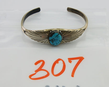Navajo Cuff Bracelet 925 Silver Turquoise Cuff Native American Artist C.80's
