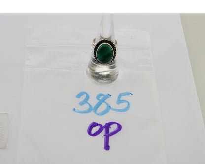 Navajo Ring 925 Silver Natural Malachite Native American Artist C.80's