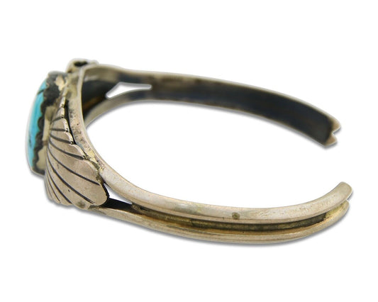 Navajo Cuff Bracelet 925 Silver Turquoise Cuff Native American Artist C.80's